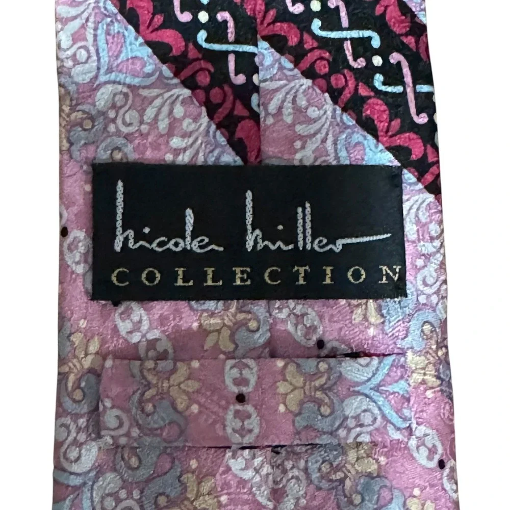 Nicole Miller Collection Silk Tie Men's Pink‎ Patterned L: 60
